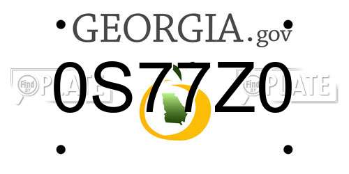 0S77Z0 Georgia License Plate