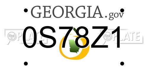 0S78Z1 Georgia License Plate