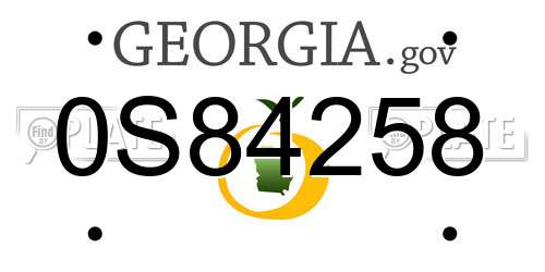 0S84258 Georgia License Plate