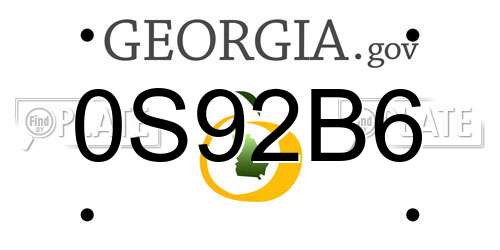 0S92B6 Georgia License Plate