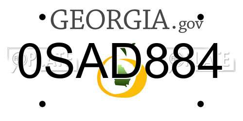 0SAD884 Georgia License Plate