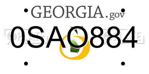 0SAO884 Georgia License Plate