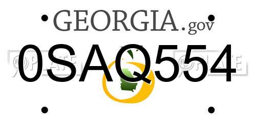 0SAQ554 Georgia License Plate