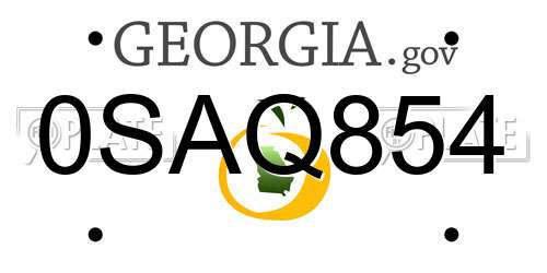 0SAQ854 Georgia License Plate