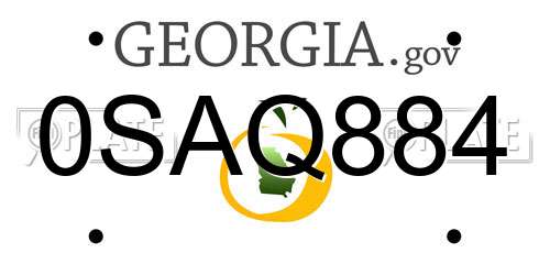 0SAQ884 Georgia License Plate