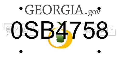 0SB4758 Georgia License Plate