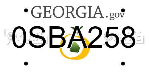 0SBA258 Georgia License Plate