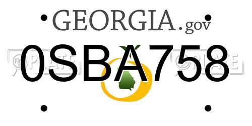 0SBA758 Georgia License Plate