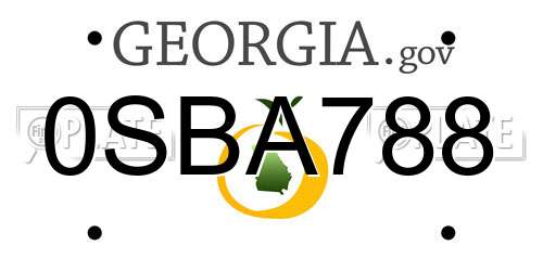 0SBA788 Georgia License Plate