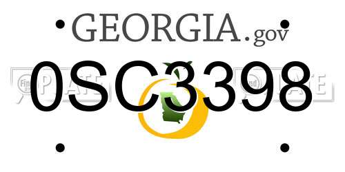 0SC3398 Georgia License Plate