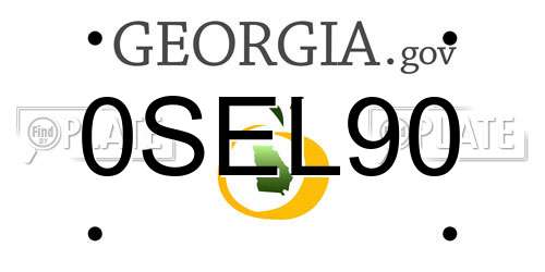 0SEL90 Georgia License Plate