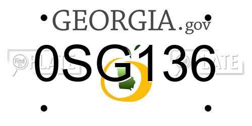 0SG136 Georgia License Plate