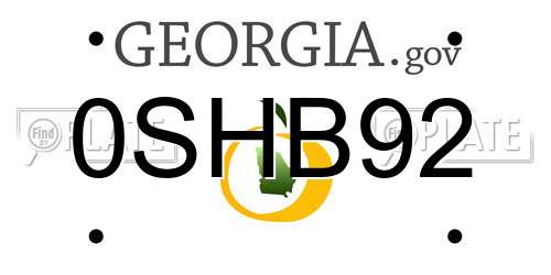 0SHB92 Georgia License Plate