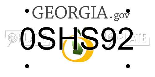 0SHS92 Georgia License Plate