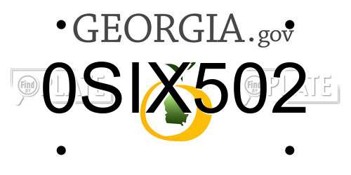 0SIX502 Georgia License Plate