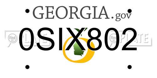 0SIX802 Georgia License Plate