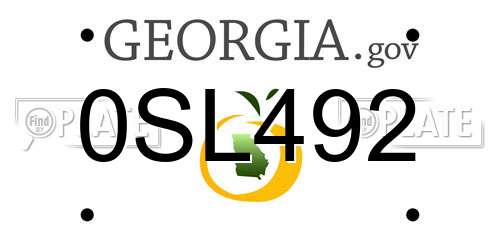 0SL492 Georgia License Plate