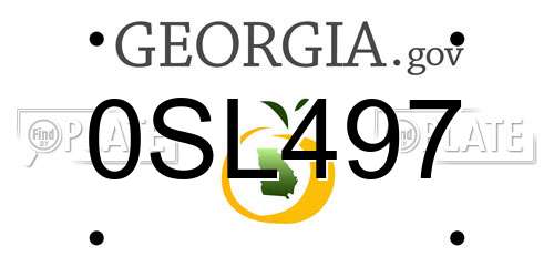 0SL497 Georgia License Plate
