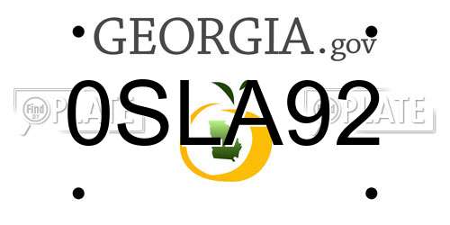 0SLA92 Georgia License Plate