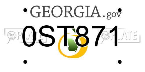 0ST871 Georgia License Plate