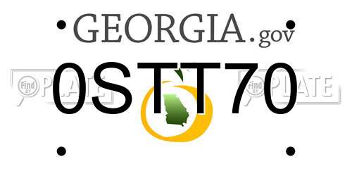 0STT70 Georgia License Plate