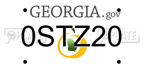 0STZ20 Georgia License Plate