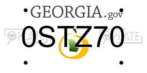 0STZ70 Georgia License Plate