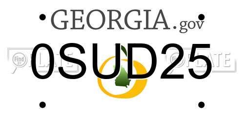 0SUD25 Georgia License Plate