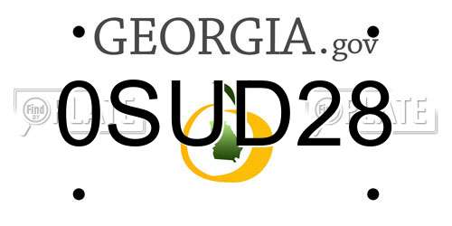 0SUD28 Georgia License Plate
