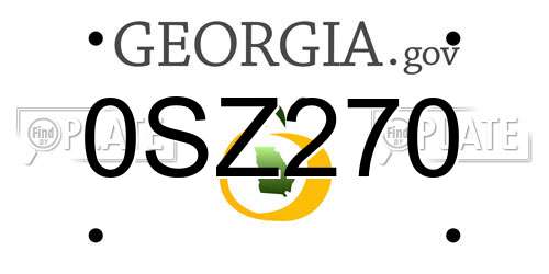 0SZ270 Georgia License Plate