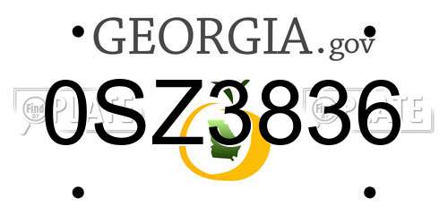 0SZ3836 Georgia License Plate