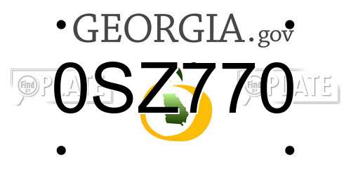 0SZ770 Georgia License Plate