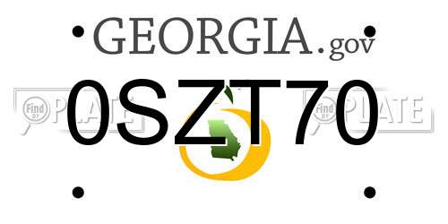 0SZT70 Georgia License Plate