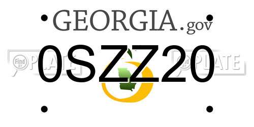 0SZZ20 Georgia License Plate