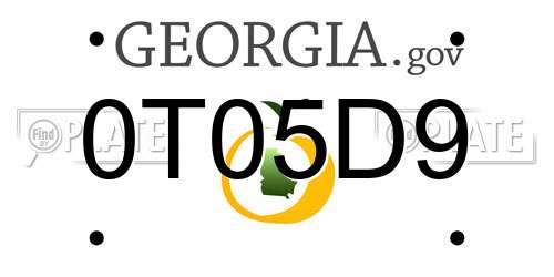 0T05D9 Georgia License Plate