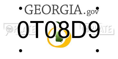 0T08D9 Georgia License Plate