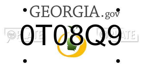 0T08Q9 Georgia License Plate