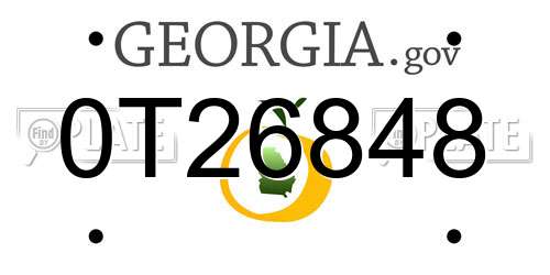 0T26848 Georgia License Plate