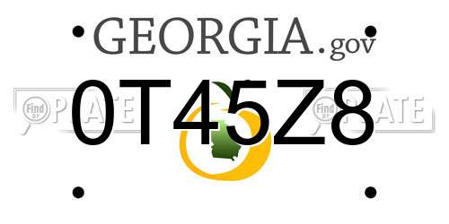 0T45Z8 Georgia License Plate