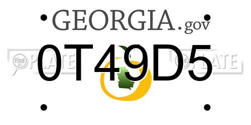 0T49D5 Georgia License Plate