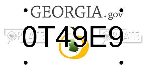 0T49E9 Georgia License Plate
