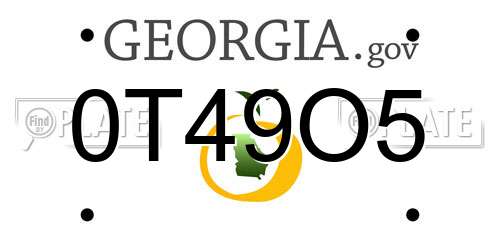 0T49O5 Georgia License Plate