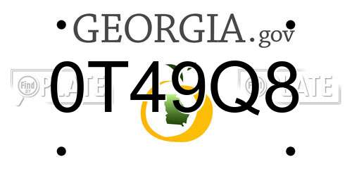0T49Q8 Georgia License Plate
