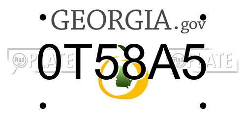 0T58A5 Georgia License Plate