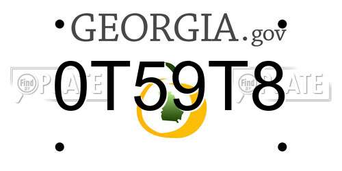 0T59T8 Georgia License Plate