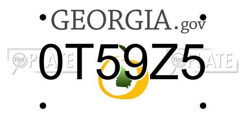 0T59Z5 Georgia License Plate