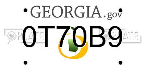0T70B9 Georgia License Plate