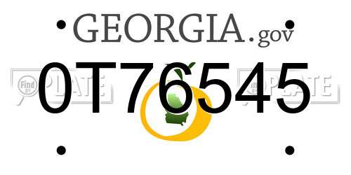 0T76545 Georgia License Plate