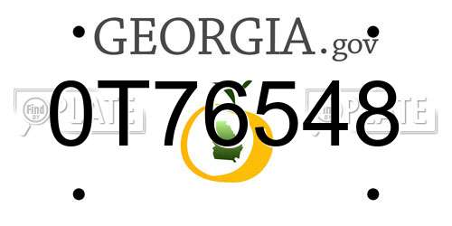 0T76548 Georgia License Plate