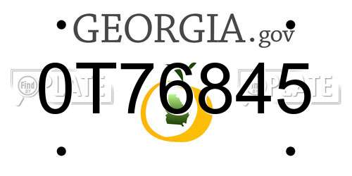 0T76845 Georgia License Plate